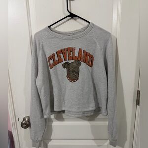 Where I’m From Cleveland Browns Cropped Sweatshirt Heather Grey Large